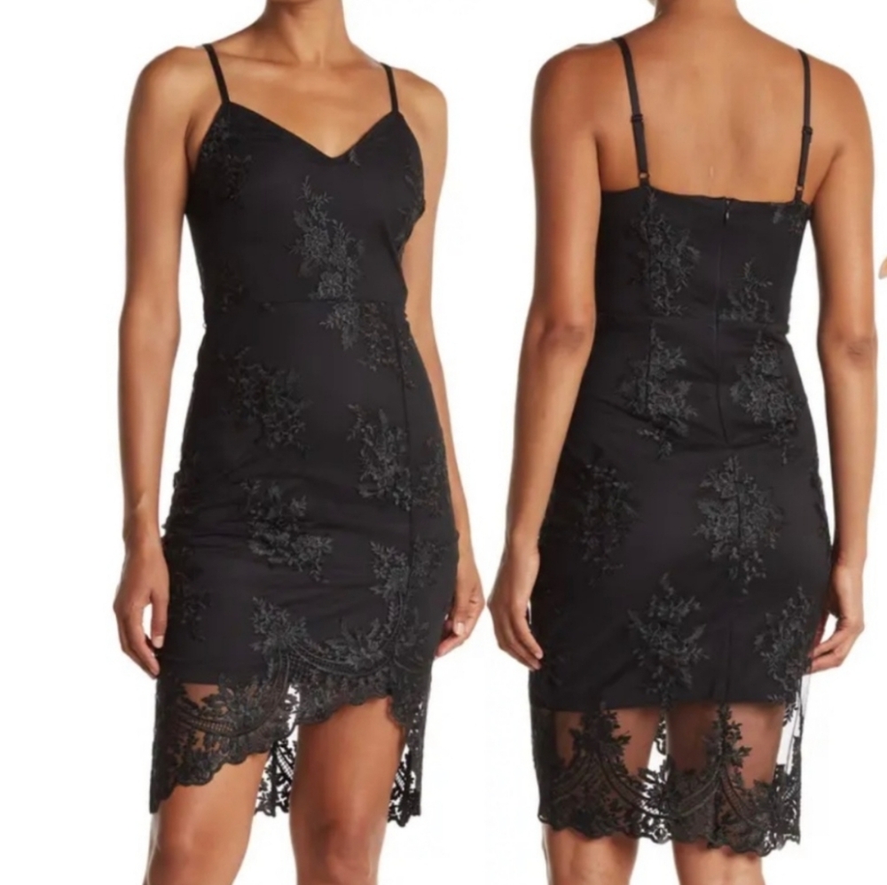 Guess Night Out Asymetrical Hem Sleeveless Lace Dress Size 6